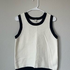Talbots Contrast Tipping Black & White Knit Tank Top Women’s Size Medium